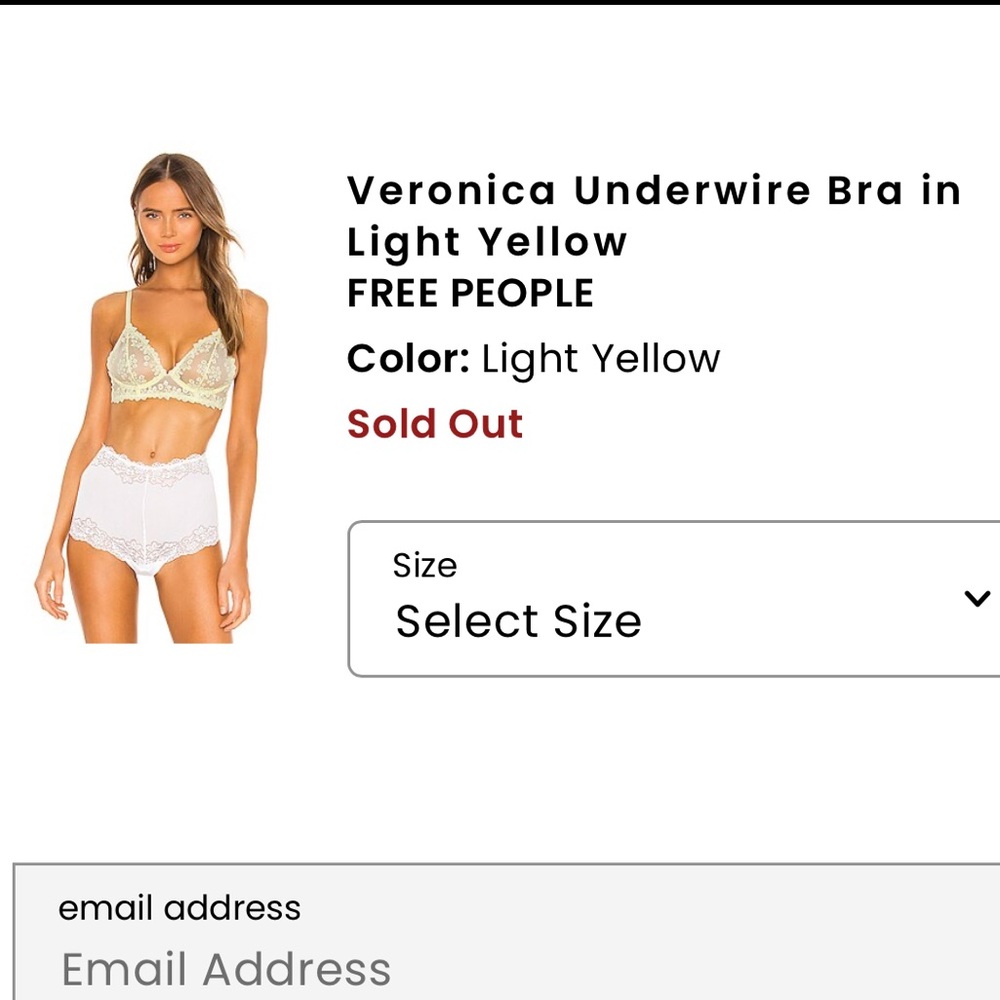 Free People Veronica Underwire Bra in Light Yellow